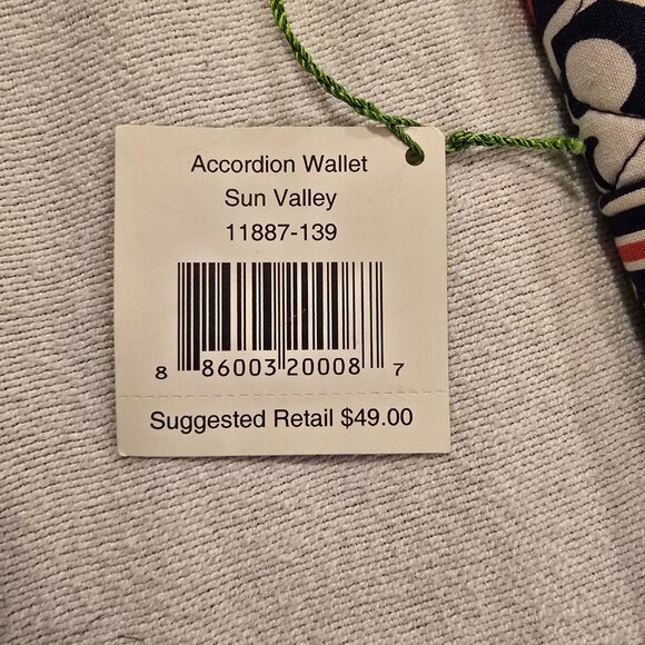 Vera Bradley NEW Wallet Sun Valley Retired Navy Orange Lime Zippered Closure NWT - Picture 4 of 13